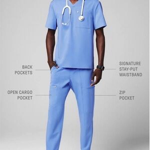 Fabletics Men's Sky Blue scrub set size M